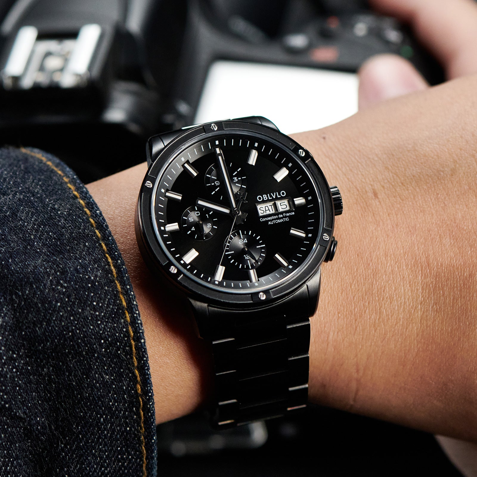 Affordable Oblvlo Men Luxury Dress Watches Plated With Black PVD Affordable Oblvlo Men Luxury Dress Watches Plated With Black PVD