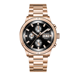 Affordable Oblvlo CM Series Luxury Rose Gold  Vintage Chronograph Watches