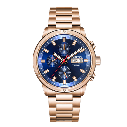 Luxury Rose Gold Automatic Chronographs Dress Watches For Men