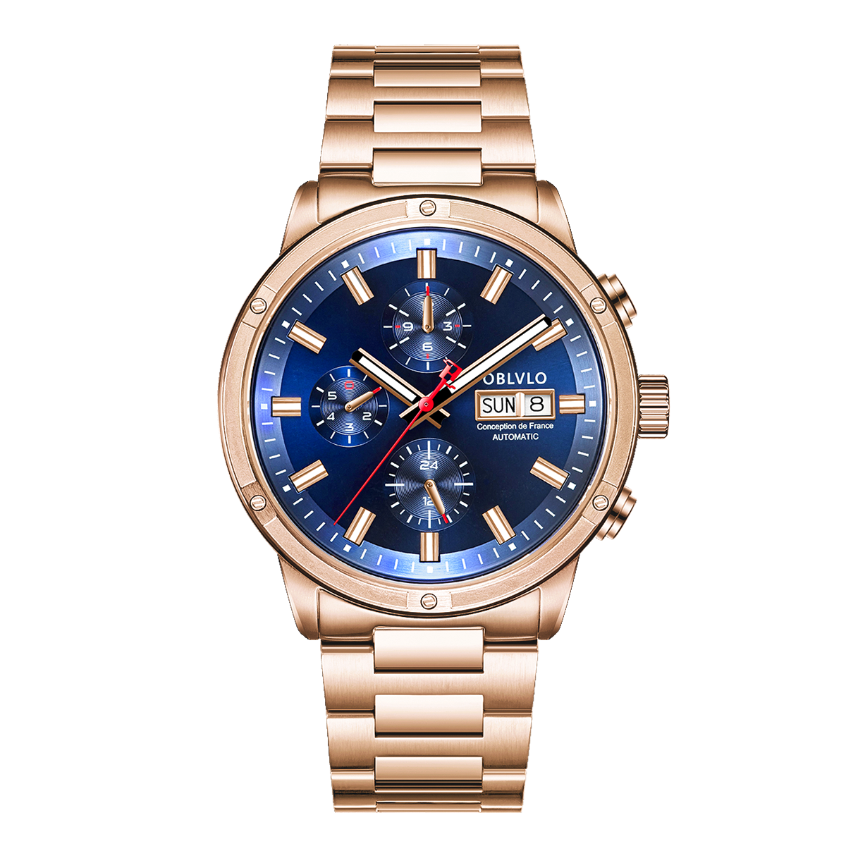 Luxury Rose Gold Automatic Chronographs Dress Watches For Men