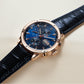 Luxury Rose Gold Automatic Chronograph Pilot Watch - Blue Dial Oblvlo CM2 PLL