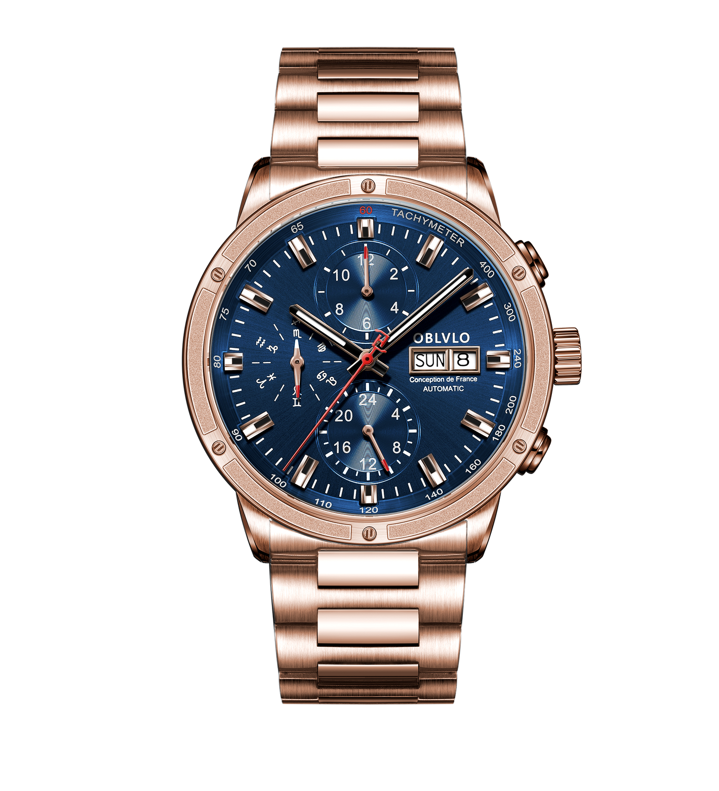 Luxury Oblvlo CM2 Rose Gold Chronograph Automatic Pilot Watches For Sale