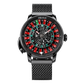 All Black Luxury OBLVLO CSM-CA Men's Casino Automatic Mechanical Watch - Iced-Out Black & Emerald Green Gem Center Dial with Black Leather Strap