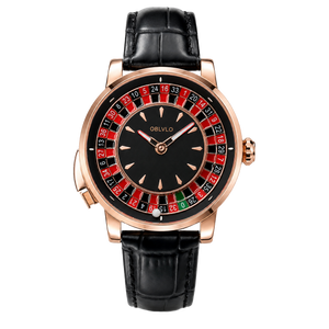 Rose Gold OBLVLO CSM-CA Men's Casino Roulette Wheel Watch - Mechanical Automatic Luxury Gambling Wristwatch