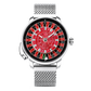 OBLVLO CSM-CA Luxury Men's Casino Automatic Watch - Silver Stainless Steel Case, Iced-Out White Baguette & Green Crystal Dial with Black Leather Strap