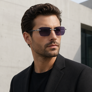 OBLVLO OBL-801-S: Luxuriöse Retro-Sonnenbrille mit rechteckigen, violetten Gläsern für Damen und Herren, 400 UV-Schutz