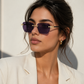 OBLVLO OBL-801-G: Unisex Luxus Retro Lila Spiegel 400 UV-Schutz Business Sonnenbrille für Herren & Damen