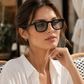 OBLVLO OBL-903-B: Luxuriöse schwarze Acetat-Sonnenbrille, 400 UV-Schutz, quadratische braune Gläser, Unisex-Fashion-Sonnenbrille