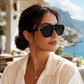 OBLVLO OBL-901: Luxuriöse schwarze quadratische Sonnenbrille für Herren, polarisierte Nylon-Fashion-Sonnenbrille, 400 UV-Schutz