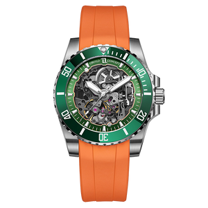Affordable Luxury Orange Sport Strap Automatic Skeleton Dive Watch - Oblvlo DM OBL DM YKSK