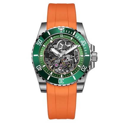 Affordable Luxury Orange Sport Strap Automatic Skeleton Dive Watch - Oblvlo DM OBL DM YKSK