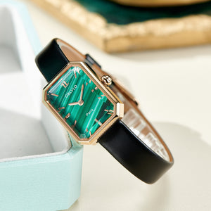 Best Oblvlo LW Series Vintage Malachite Green Quartz Watches For Women