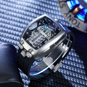 Luxury Men's Tonneau Automatic Tonneau Watch -  OBLVLO BG V16 Racing Engine Series