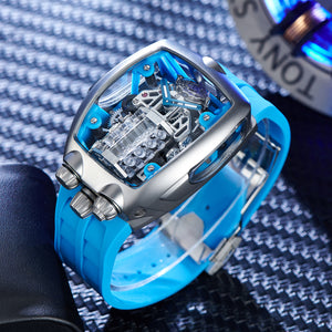 Luxury OBLVLO BG V16 Racing Engine Series Unique Skeleton Automatic Mechanical Watch For Men