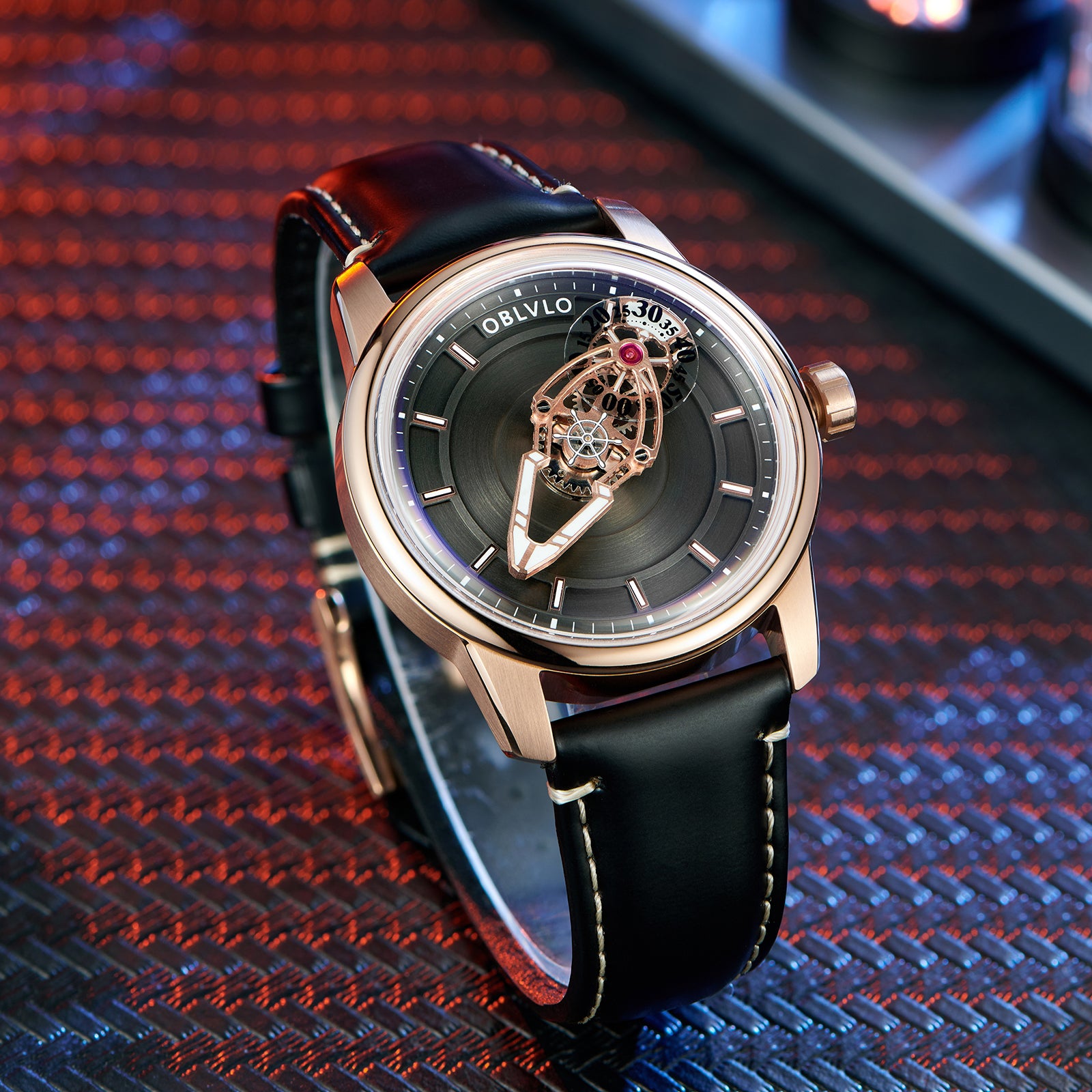 OBLVLO JM Space Automatic Dress Watch for Men - Cool Rose Gold Case an OBLVLO JM Space Automatic Dress Watch for Men - Cool Rose Gold Case an