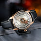 Cool Black Spaceship Dial Automatic Rose Gold Dress Watches for Men from OBLVLO JM Space