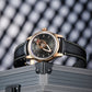 OBLVLO JM Space Automatic Dress Watch for Men - Cool Rose Gold Case and Black Spaceship Dial, 50m Waterproof