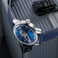 OBLVLO JM Space 42MM Automatic Mechanical Dress Watches For Men - Cool Luminous Rotation Spaceship Hands Blue Dial