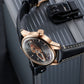 OBLVLO JM Space Automatic Dress Watch for Men - Cool Rose Gold Case and Black Spaceship Dial, 50m Waterproof