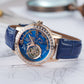 OBLVLO VMQ Series - Best Affordable Luxury Mens Rose Gold Zirconia Automatic Tourbillon Style Blue Dial Dress Watches