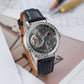 Black Dial Men 42mm Automatic Mechanical Tourbillon Style Watch - Steel / Zirconia Bezel Dress Watches