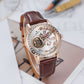 OBLVLO VMQ - Best Affordable Mens Rose Gold Zirconia Automatic White Dial Dress Tourbillon Style Watches