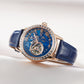 OBLVLO VMQ Series - Best Affordable Luxury Mens Rose Gold Zirconia Automatic Tourbillon Style Blue Dial Dress Watches