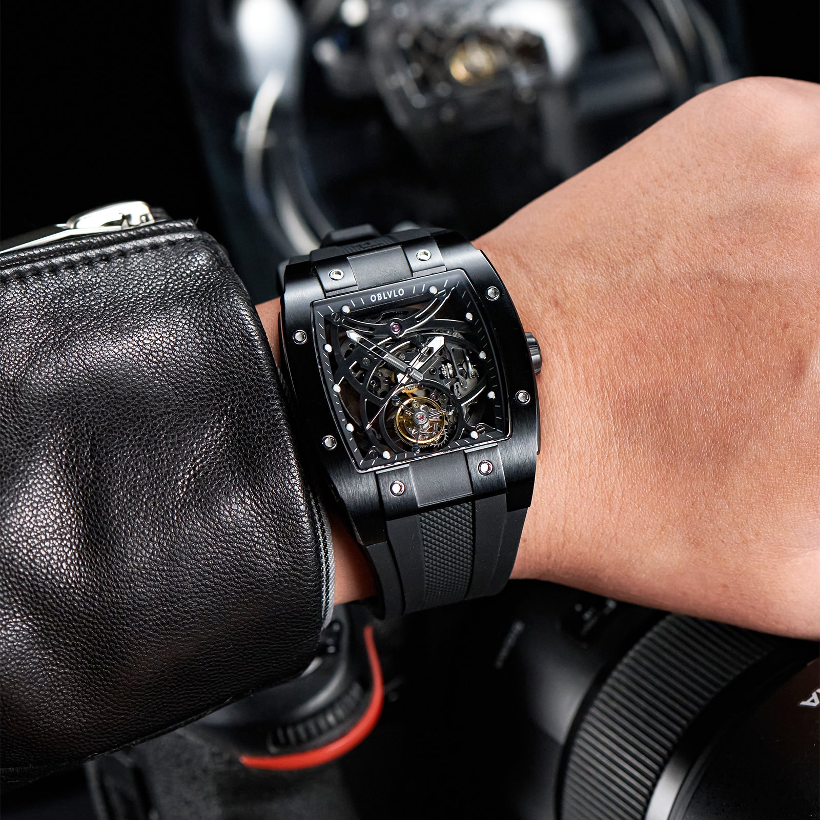 Best Luxury Skeleton Flying Tourbillon Watch - Black PVD