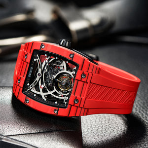 Luxury OBLVLO EM-RT Skeleton Flying Tourbillon Watch - Red Carbon Fiber CBRR