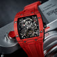 Best Luxury Tonneau Red Mechanical Skeleton Watches - Oblvlo EM-ST-RBRR