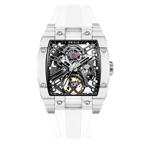 Luxury White LumiNova Carbon Fiber Skeleton Automatic Watches - Oblvlo EM-ST SBWW
