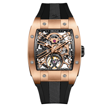 Affordable Luxury Rose Gold Skeleton Automatic Watches - Oblvlo EM-ST RRRB