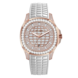 Luxury 40mm Square Rose Gold & Baguette Stone Zircon/Moissanite Watch Bezel Automatic Watches For Men - OBLVLO FM-DSL