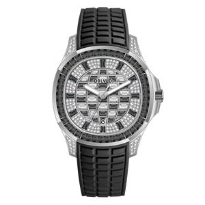 OBLVLO FM-DSL - Men's 40mm Square Luxury Black Baguette Stone Zircon/Moissanite Automatic Mechanical Watch