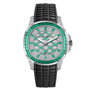 Luxury Green Baguette Stone Zircon/Moissanite Bezel Watch - 40mm Square OBLVLO FM-DSL