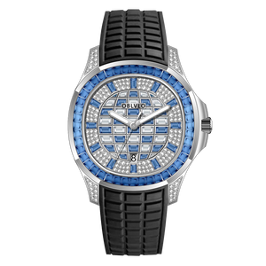 Best Affordable 40mm Luxury Blue Baguette Stone Zircon/Moissanite & Dial Dress Watch - OBLVLO FM-DSL