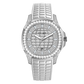 OBLVLO FM-DSL - Affordable 40mm White Crystal Dial & Baguette Stone Zircon/Moissanite Bezel Automatic Watch