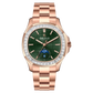 OBLVLO FM-SL-DD-D Green Dial 39mm Crystal Bezel & Rose Gold Sqaure Case Automatic Moonphase Watch