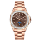 OBLVLO FM-SL-DD-D 39mm Mens Automatic Moonphase Watch - Brown Dia & Rose Gold Sqaure Case Inlay zirconia