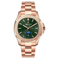 OBLVLO FM-SL-DD-D Green Dial 39mm Crystal Bezel & Rose Gold Sqaure Case Automatic Moonphase Watch