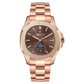 OBLVLO FM-SL-DD-D 39mm Mens Automatic Moonphase Watch - Brown Dia & Rose Gold Sqaure Case Inlay zirconia