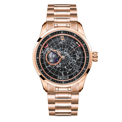 Affordable Luxury Rose Gold Starry Sky Automatic Dress Watches - Oblvlo GC-SW PBP