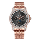 OBLVLO GCM-MUT - Affordable Black Dial & White Zirconia Bezel Rose Gold Multifunction Moon Phase Style Automatic Watch