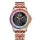 Affordable 41mm Rose Gold OBLVLO GCM-MUT - Luxury Rainbow Zirconia Bezel Automatic Watch