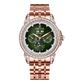 Affordable OBLVLO GCM-MUT Rose Gold Case - White Zirconia Bezel & Grass Green Dial Moon Phase Style Date Casual Watch