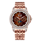 OBLVLO GCM-MUT Rose Gold Case - Affordable White Zirconia Bezel & Brown Dial Moon Phase Style Date Casual Watch for Men's