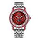 OBLVLO GCM-MUT - Affordable Luxury Burgundy Red Zirconia Bezel & Dial Moon Phase Style Date Casual Watch for Men's