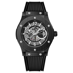 OBLVLO HM-GT - Men's Classic All Black Case & Dial with Date Miyato Automatic Movement Waterproof Watch