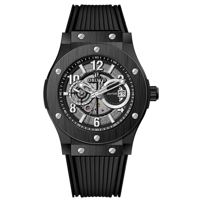 OBLVLO HM-GT - Men's Classic All Black Case & Dial with Date Miyato Automatic Movement Waterproof Watch