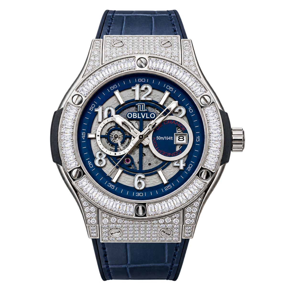 OBLVLO HM-GT Herren Automatik-Uhr Miyato 44MM Zifferblatt 50M Wasserdicht Leuchtzeiger mit Datumsanzeige